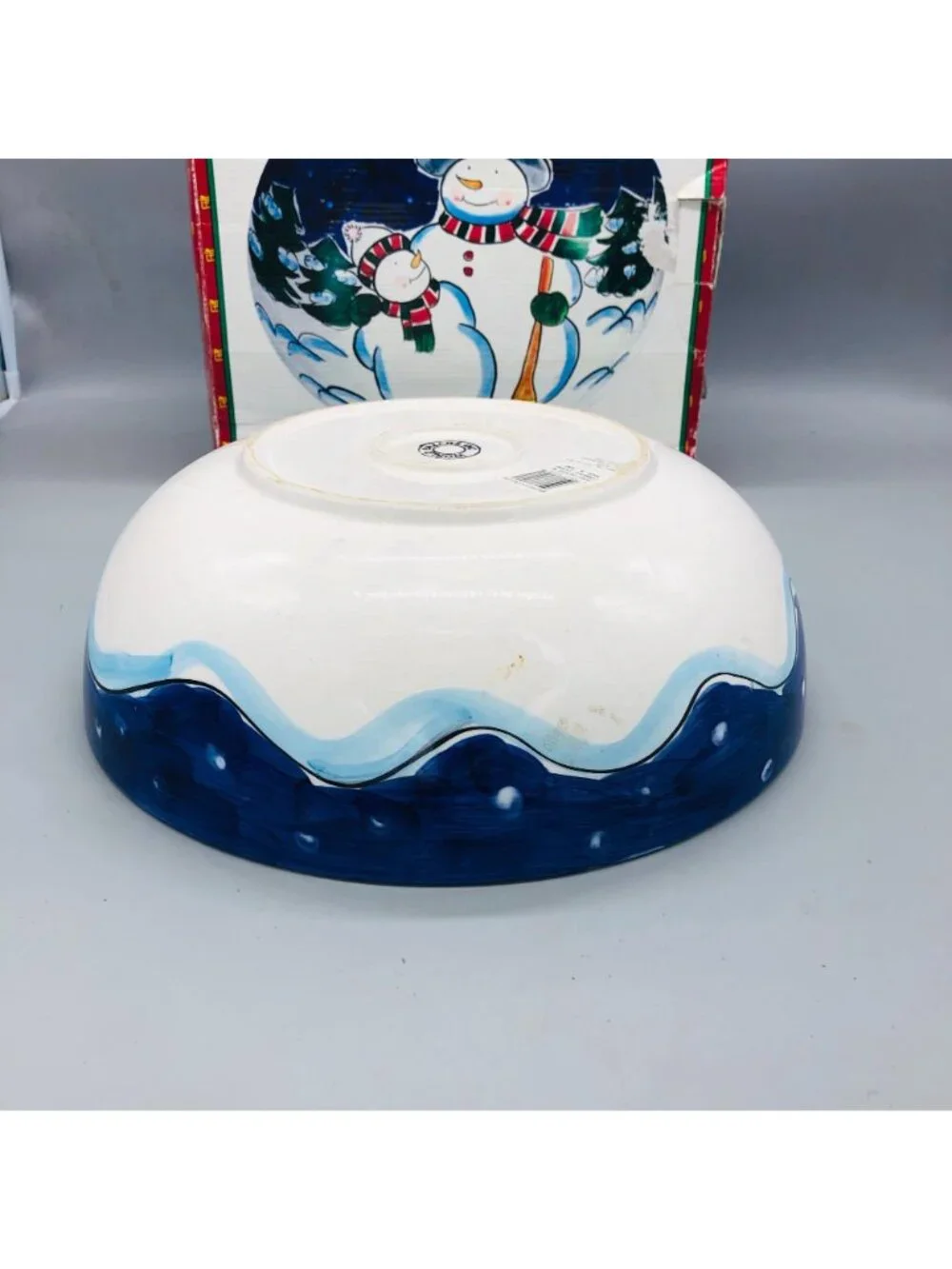 Holiday Ceramic Serving Bowl Snowmen World Bazar Christmas 12